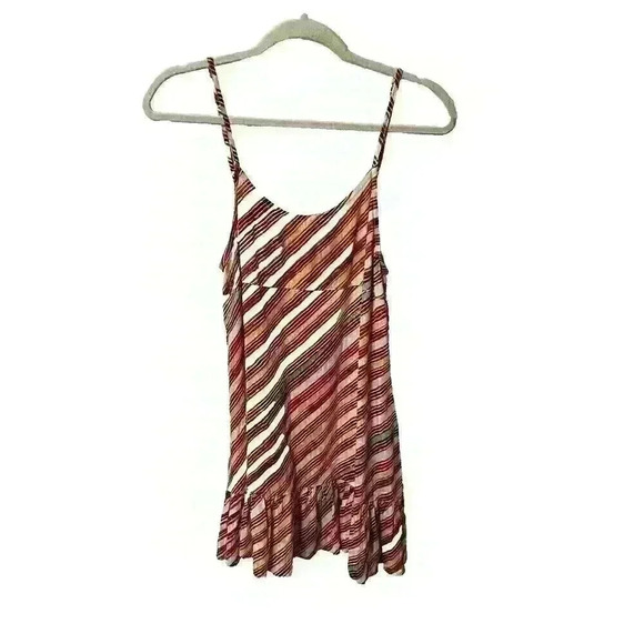 Urban Outfitters Womens Size XS Striped Mini Sun Dress Ruffled Hem 100% Viscose - Picture 1 of 13
